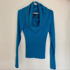 Turquoise cowl neck sweater, like new!